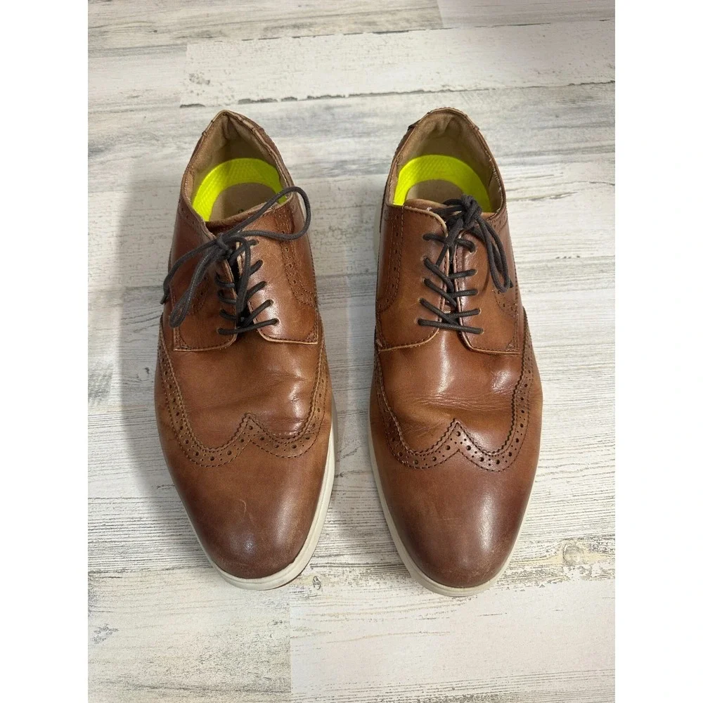 Florsheim Mens Leather Sneakers Size 10W Comfortech Oxford Lace Up WingTip Shoes